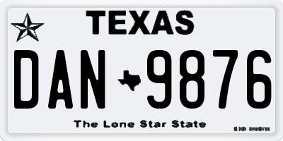 TX license plate DAN9876