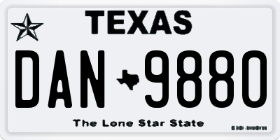 TX license plate DAN9880