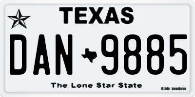 TX license plate DAN9885