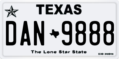 TX license plate DAN9888