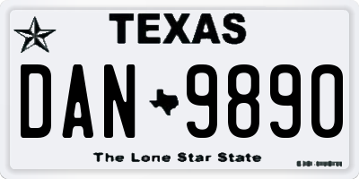 TX license plate DAN9890