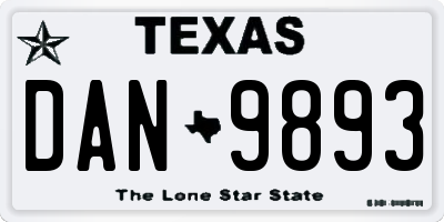 TX license plate DAN9893