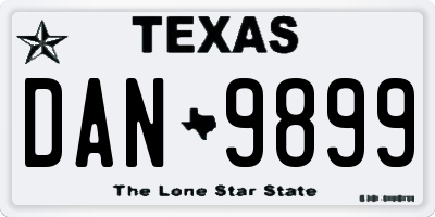 TX license plate DAN9899