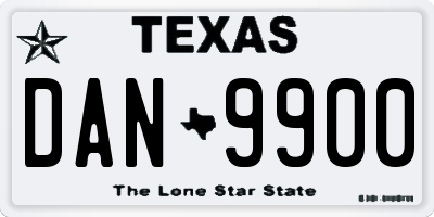 TX license plate DAN9900