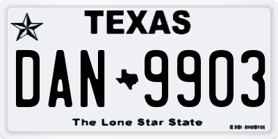 TX license plate DAN9903