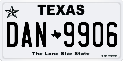 TX license plate DAN9906