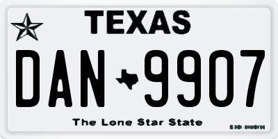 TX license plate DAN9907