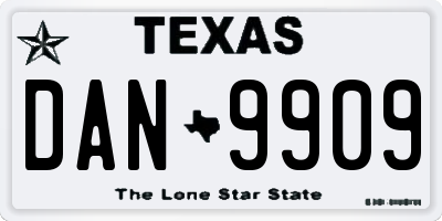 TX license plate DAN9909
