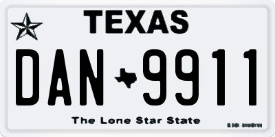 TX license plate DAN9911