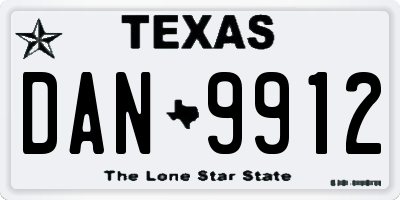 TX license plate DAN9912