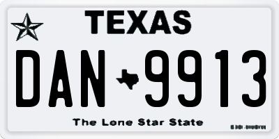 TX license plate DAN9913