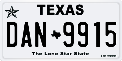 TX license plate DAN9915