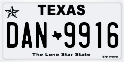 TX license plate DAN9916