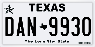 TX license plate DAN9930