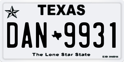 TX license plate DAN9931