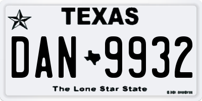TX license plate DAN9932