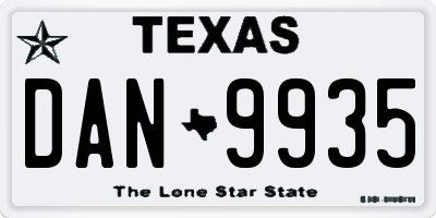 TX license plate DAN9935