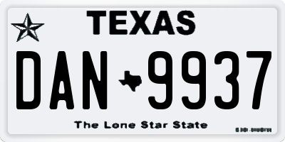 TX license plate DAN9937