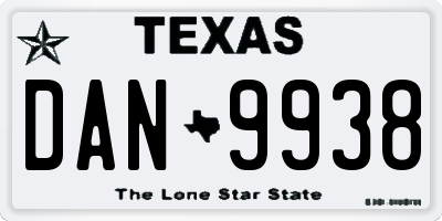 TX license plate DAN9938
