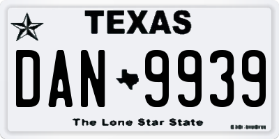 TX license plate DAN9939