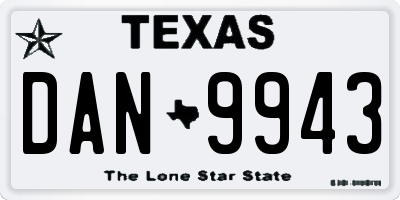 TX license plate DAN9943