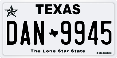 TX license plate DAN9945