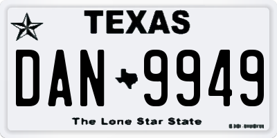 TX license plate DAN9949