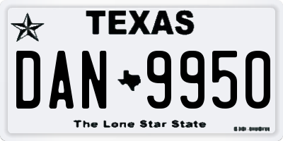 TX license plate DAN9950