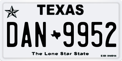 TX license plate DAN9952