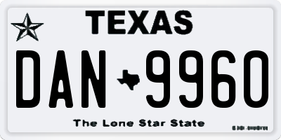 TX license plate DAN9960