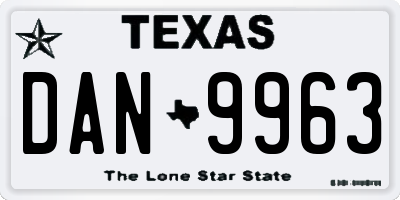 TX license plate DAN9963