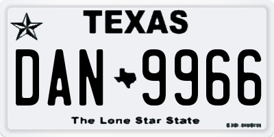 TX license plate DAN9966