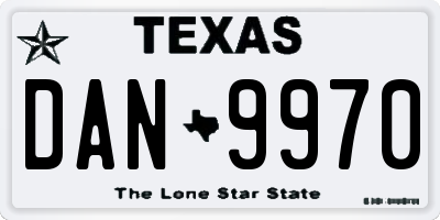 TX license plate DAN9970