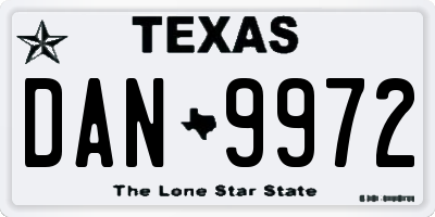 TX license plate DAN9972