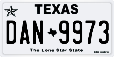 TX license plate DAN9973
