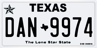 TX license plate DAN9974