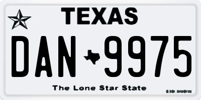 TX license plate DAN9975