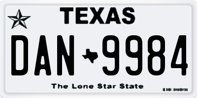 TX license plate DAN9984