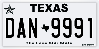 TX license plate DAN9991