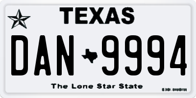 TX license plate DAN9994
