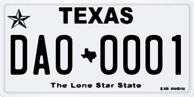 TX license plate DAO0001