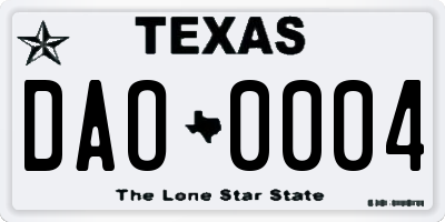 TX license plate DAO0004