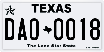TX license plate DAO0018