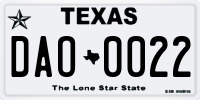 TX license plate DAO0022
