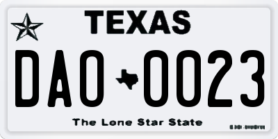 TX license plate DAO0023