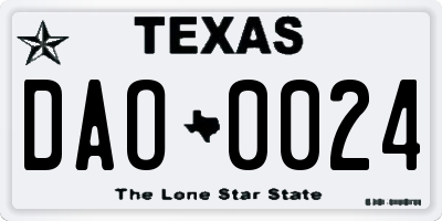 TX license plate DAO0024