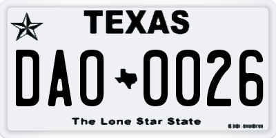 TX license plate DAO0026