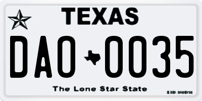 TX license plate DAO0035