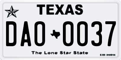 TX license plate DAO0037