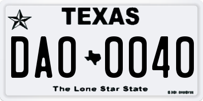 TX license plate DAO0040